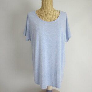 St. Tropez West Womens Large Blue Heather Short Sleeve Scoop Neck Tee Shirt Peru